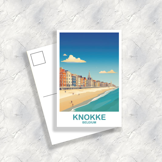 Knokke Belgium Travel Postcard Art, Belgium Travel Art, Knokke Art Postcard, Belgium Travel Art, Europe Travel Art Postcard | T2EU_BEKN1_P