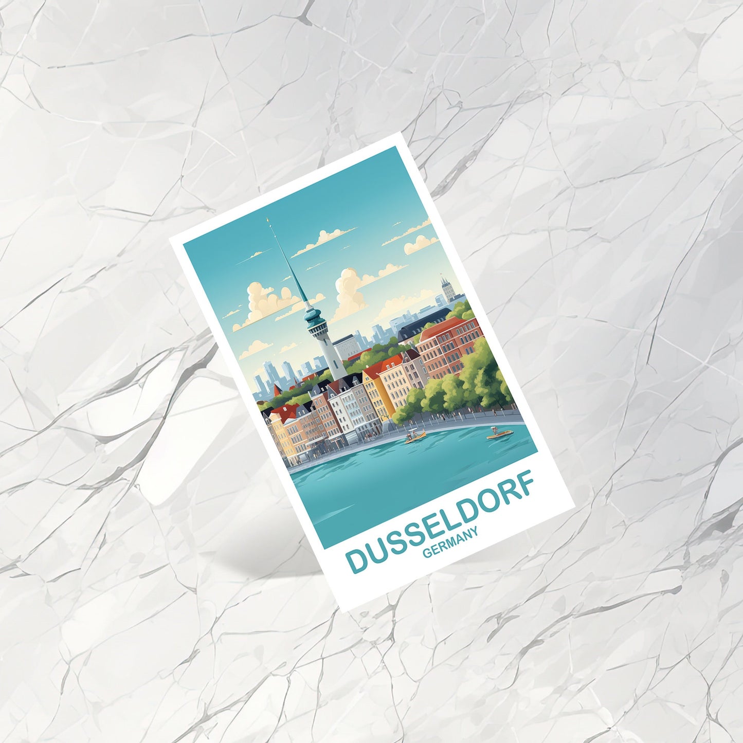 Dusseldorf Germany Travel Postcard, Dusseldorf Travel Postcard Art, Germany Postcard Art, Dusseldorf Travel, Travel Postcard, | T2EU_GEDU1_P