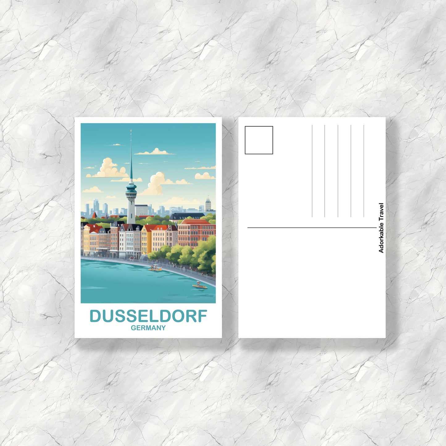 Dusseldorf Germany Travel Postcard, Dusseldorf Travel Postcard Art, Germany Postcard Art, Dusseldorf Travel, Travel Postcard, | T2EU_GEDU1_P