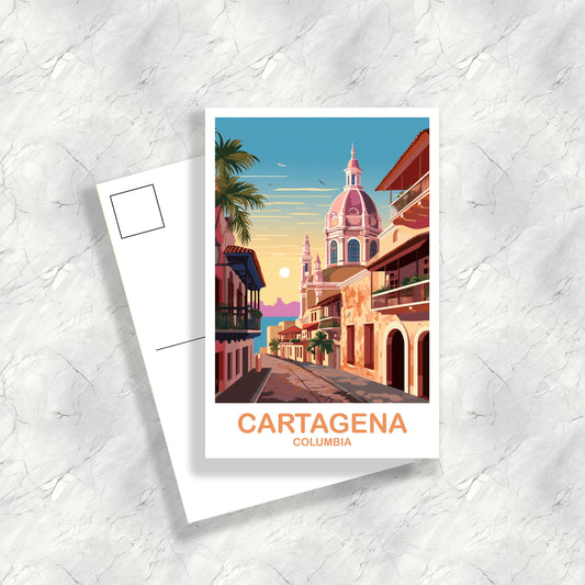 Cartagena Columbia Travel Postcard, Cartagena Postcard, Columbia Travel Art, Travel Art, South America Travel Postcard | T2SA_COCA1_P