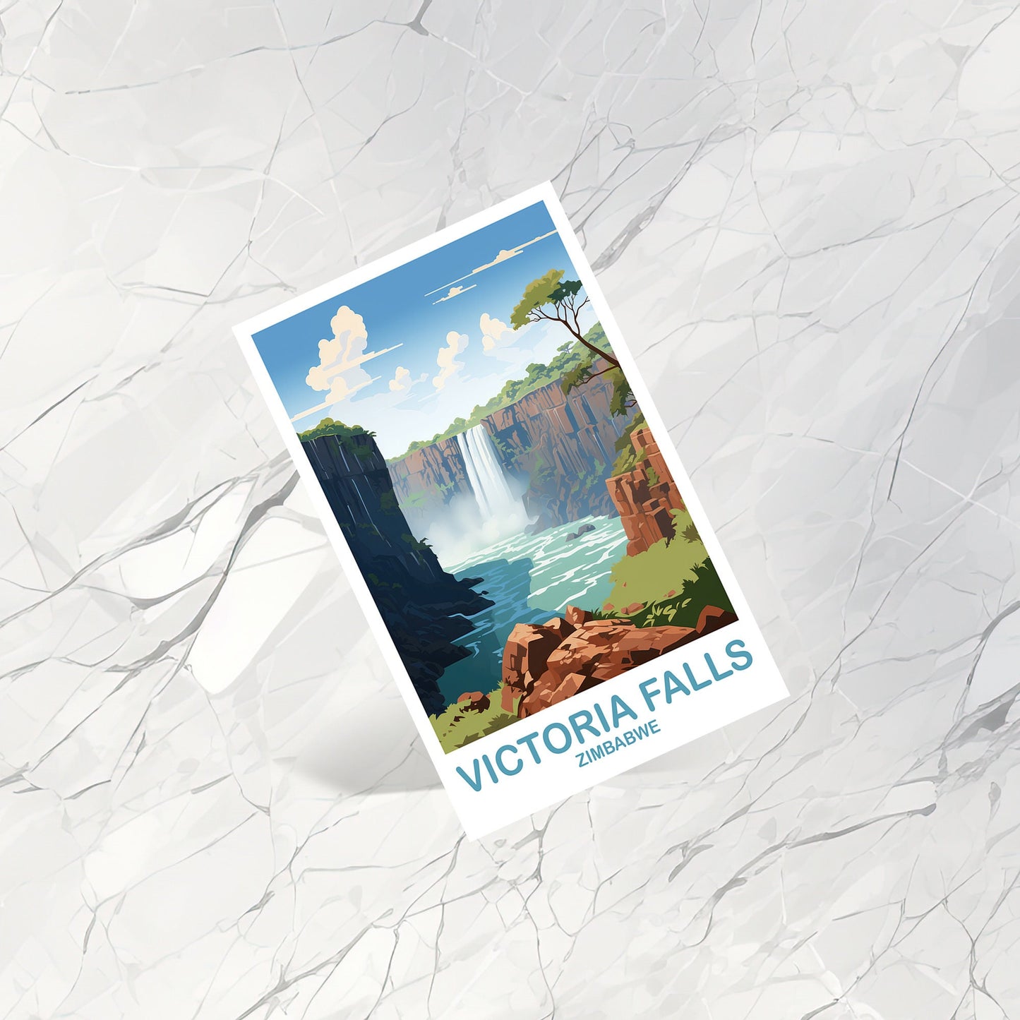 Victoria Falls Zimbabwe Postcard Art, Victoria Falls Travel Postcard, Africa Travel Postcard, Zimbabwe Postcard | T2AF_ZIVF1_P