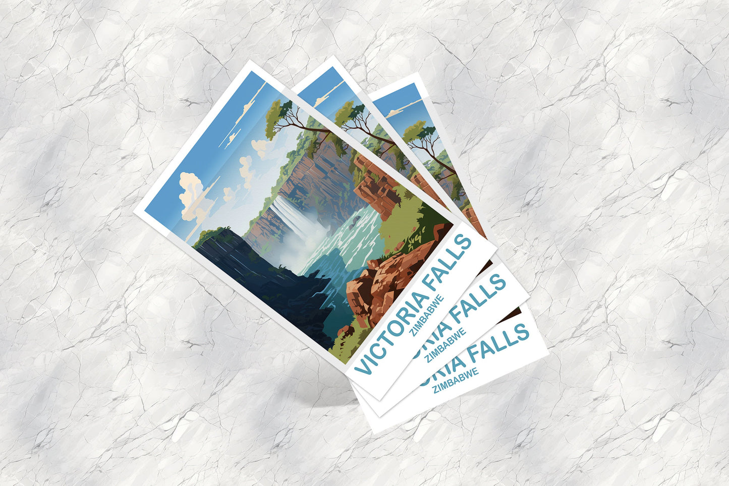 Victoria Falls Zimbabwe Postcard Art, Victoria Falls Travel Postcard, Africa Travel Postcard, Zimbabwe Postcard | T2AF_ZIVF1_P