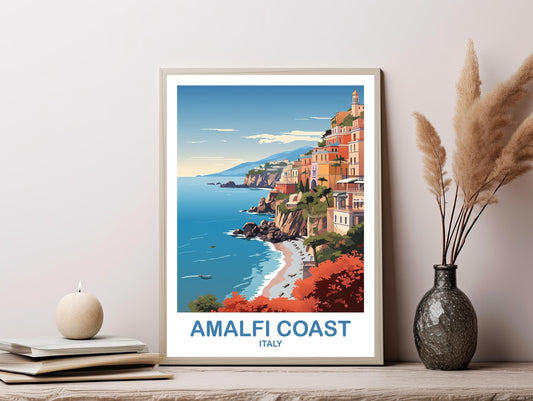 Amalfi Coast Italy Travel Poster, Amalfi Coast Poster Art, Italy Poster, Amalfi Coast Travel Wall Art, Italy Travel Wall Art | T2EU_ITAC1