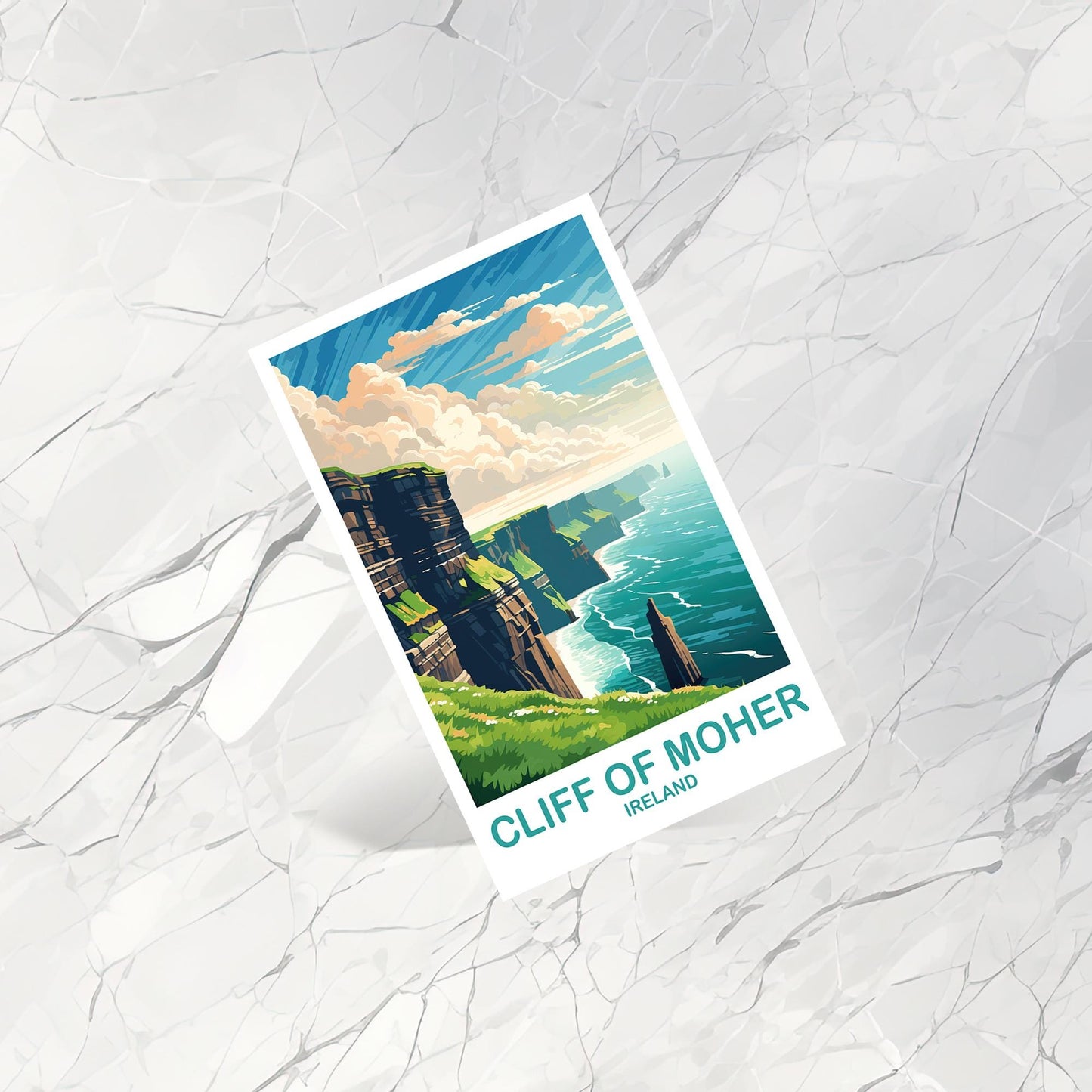 Cliff Of Moher Ireland Travel Postcard Art, Ireland Travel Postcard, Cliff Of Moher Postcard, Ireland Travel Art Postcard | T2EU_IRCOM1_P