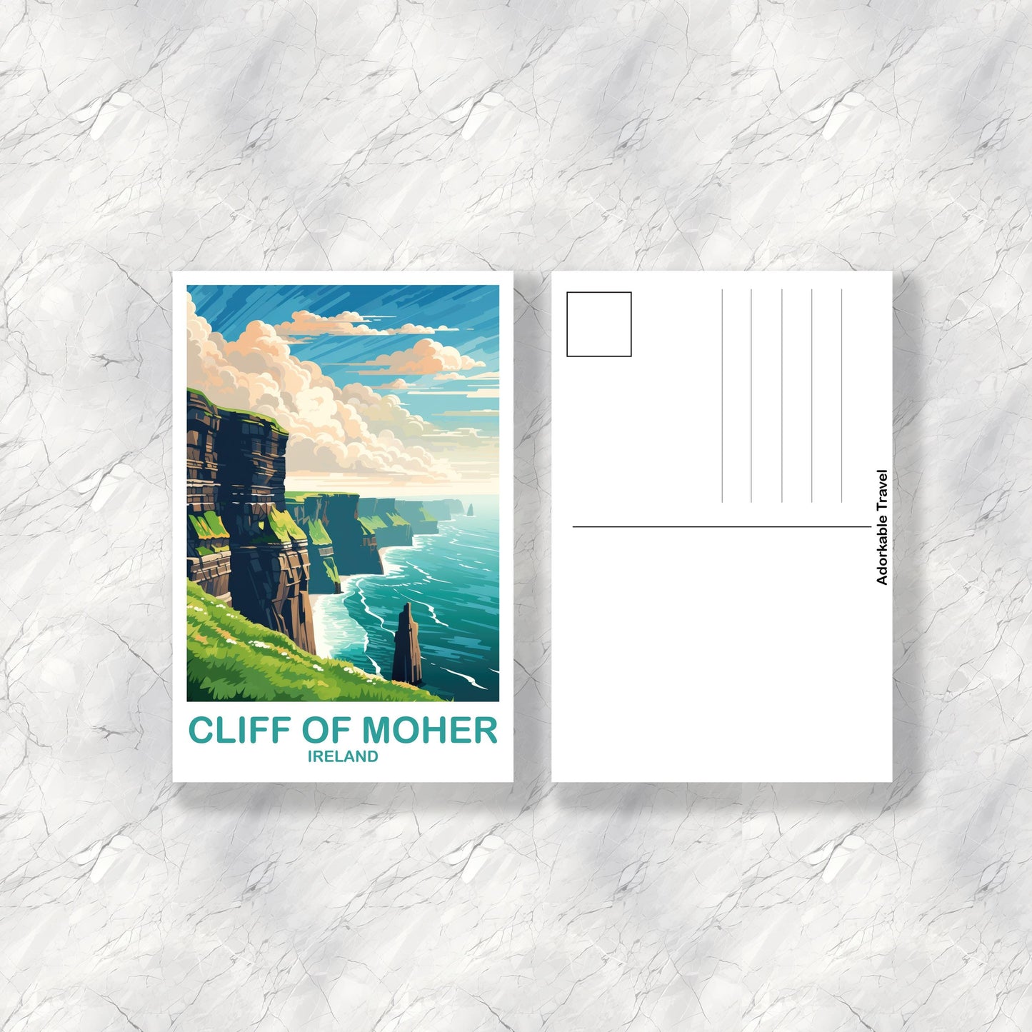 Cliff Of Moher Ireland Travel Postcard Art, Ireland Travel Postcard, Cliff Of Moher Postcard, Ireland Travel Art Postcard | T2EU_IRCOM1_P