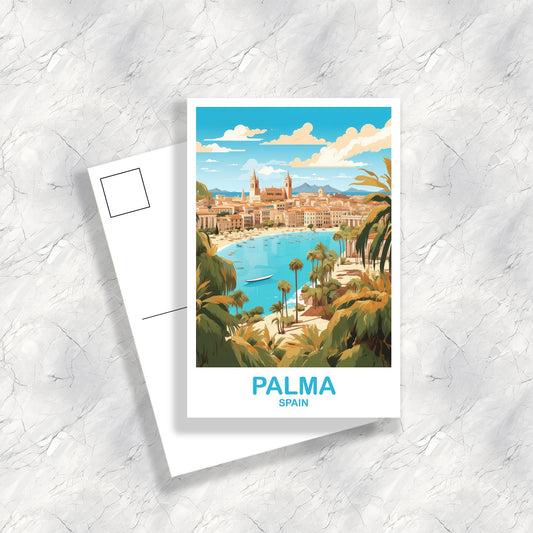 Palma Spain Travel Postcard Art, Spain Travel Postcard, Palma Art Postcard, Spain Travel Art Postcard, Europe Postcard | T2EU_SPPA1_P