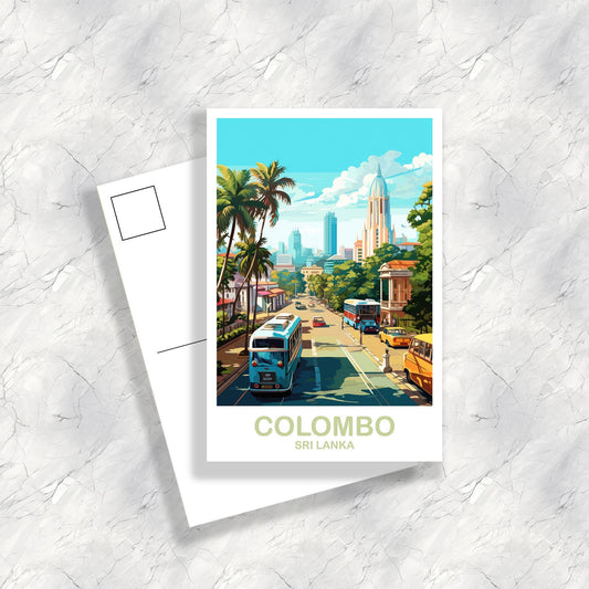 Columbo Sri Lanka Postcard Travel Art, Sri Lanka Travel Postcard, City Skyline Postcard, Columbo Travel Art, Travel Postcard | T2AS_SLCO1_P