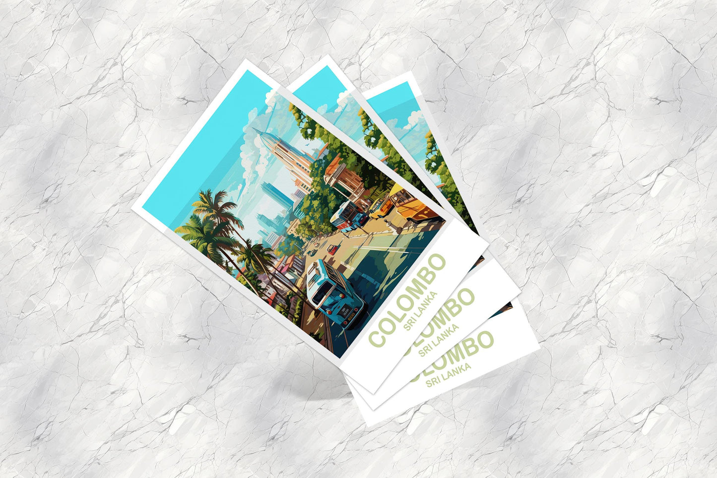 Columbo Sri Lanka Postcard Travel Art, Sri Lanka Travel Postcard, City Skyline Postcard, Columbo Travel Art, Travel Postcard | T2AS_SLCO1_P