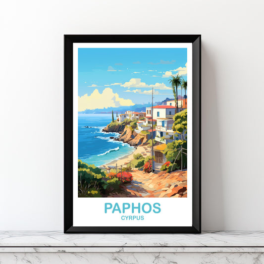 Paphos Cyrprus Travel Poster Art, Printable Cyprus Wall Art, Digital Paphosa Cyprus Wall Art, Paphos Print, Digital Travel Art | DT2EU_CYPH1