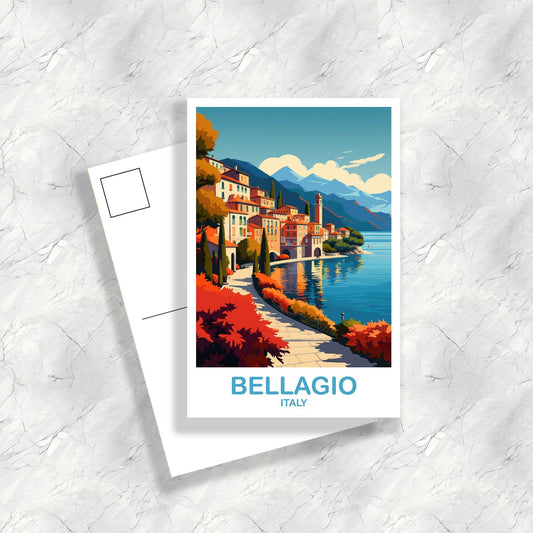 Bellagio Italy Travel Postcard, Italy Travel Postcard, Bellagio Travel Postcard Art, Italy Travel, Europe Travel Postcard | T2EU_ITBE1_P