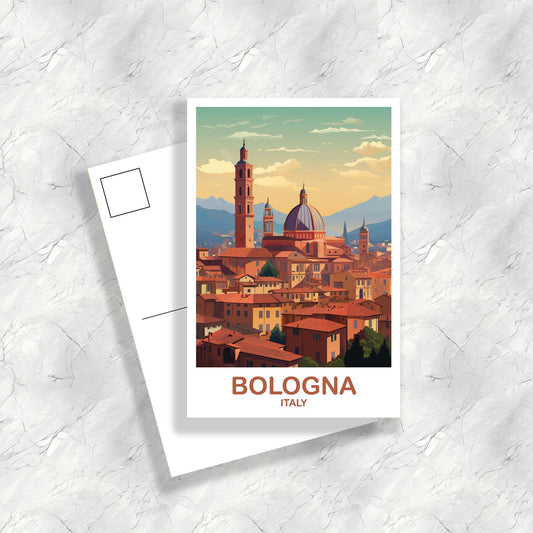 Bologna Italy Travel Postcard, Bologna Travel Art Postcard, Italy Travel Postcard Art, Bologna Travel, Travel Postcard | T2EU_ITBO1_P