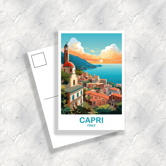Capri Italy Travel Postcard, Italy Travel Postcard, Capri Travel Postcard Art, Italy Travel, Europe Travel Postcard | T2EU_ITCA1_P