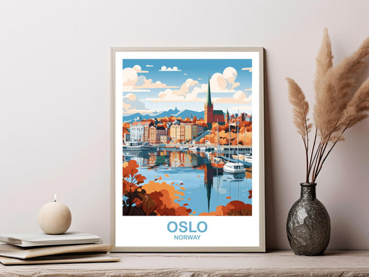 Oslo Norway Travel Poster Art, Oslo Poster, Norway Travel Art Poster, Oslo Norway Art, Europe Travel Art Poster, Europe Wall Art| T2EU_NOOS1