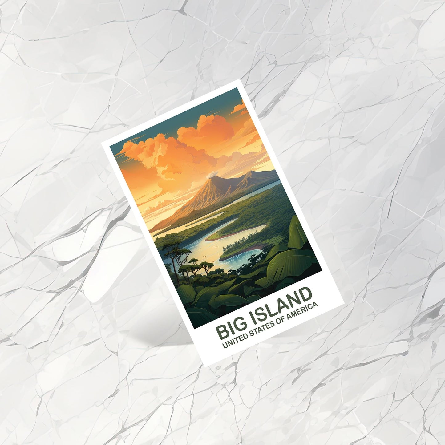 Big Island Hawaii Travel Postcard Art, Hawaii Travel Postcard, USA Travel Postcard, Hawaii Travel Postcard, Big Island | T2NA_HABI1_P