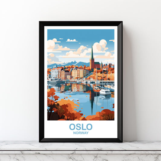 Oslo Norway Travel Poster Art, Digital Oslo Poster, Digital Norway Travel Art, Printable Oslo Norway Art, Europe Travel Art | DT2EU_NOOS1_P