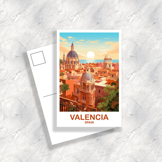 Valencia Spain Travel Postcard Art, Spain Travel Postcard, Valencia Wall Art Postcard, Spain Travel Art Postcard | T2EU_SPVA1_P