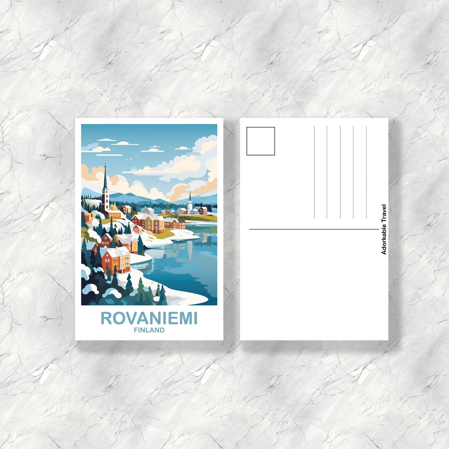Rovaniemi Finland Travel Postcard Art, Finland Travel Postcard, Rovaniemi Wall Art Postcard, Finland Travel Art Postcard | T2EU_FIVO1_P