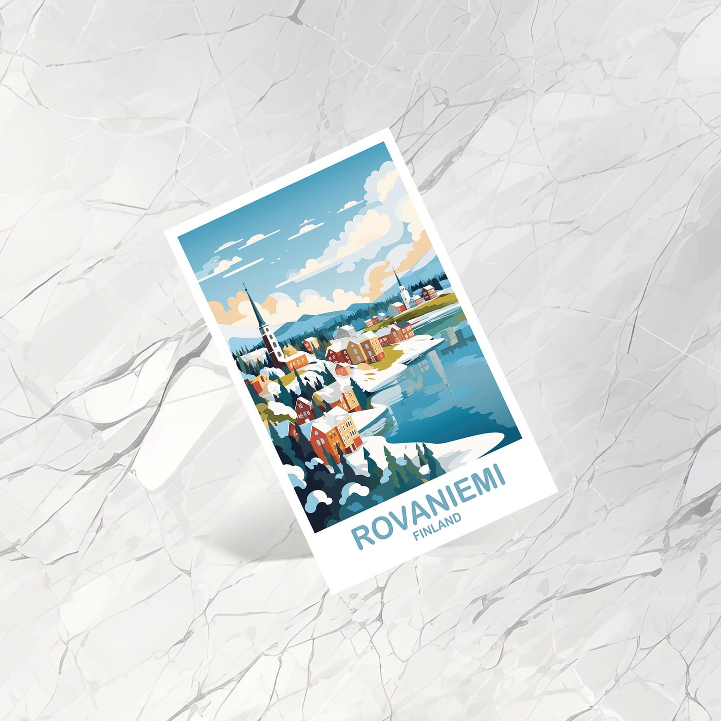 Rovaniemi Finland Travel Postcard Art, Finland Travel Postcard, Rovaniemi Wall Art Postcard, Finland Travel Art Postcard | T2EU_FIVO1_P