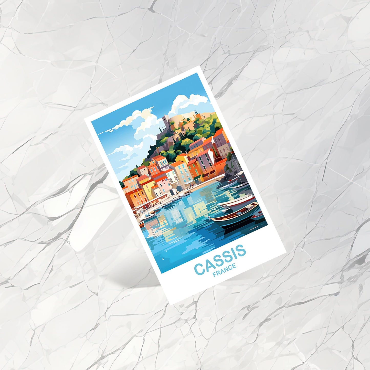 Cassis France Travel Postcard, Cassis Postcard, Cassis France Art Print, France Postcard, City Skyline Sunset | T2EU_FRCA1_P