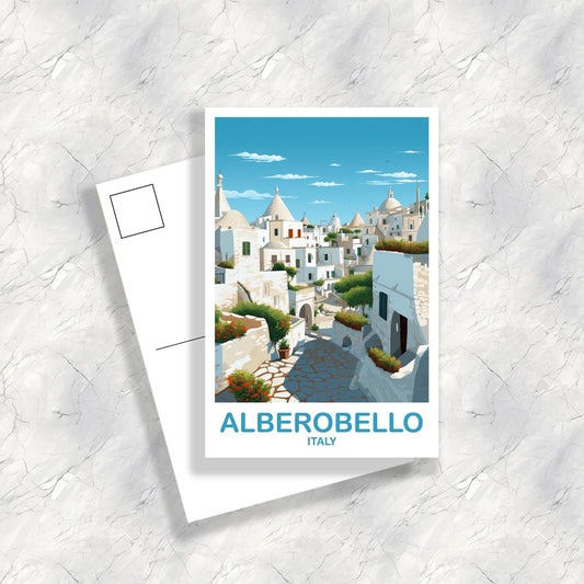 Alberobello Italy Postcard, Italy Travel Postcard, Alberobello Travel Postcard Art, Italy Travel, Europe Travel Postcard | T2EU_ITAL1_P