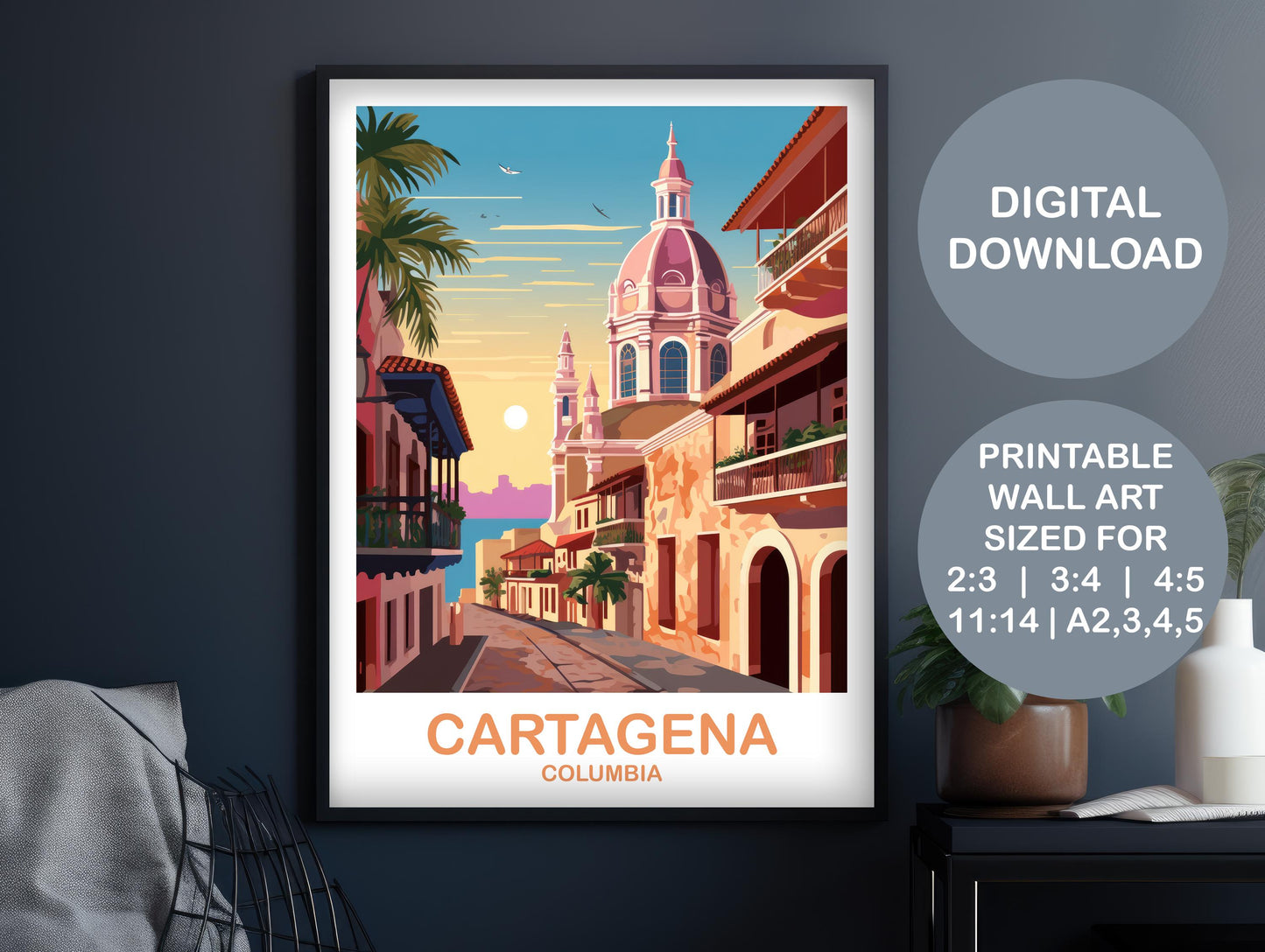 Printable Cartagena Columbia Travel Print, Columbia Wall Art, Digital Cartagena Columbia Poster, Columbia Travel Wall Art | DT2SA_COCA1