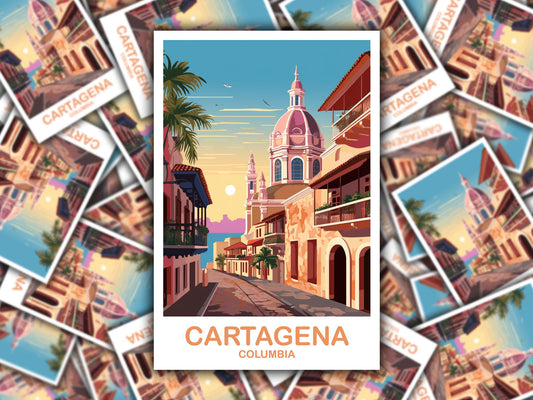 Cartagena Columbia Travel Sticker, Cartagena Sticker, Columbia Travel Art, Travel Art, South America Travel Sticker | T2SA_COCA1_S
