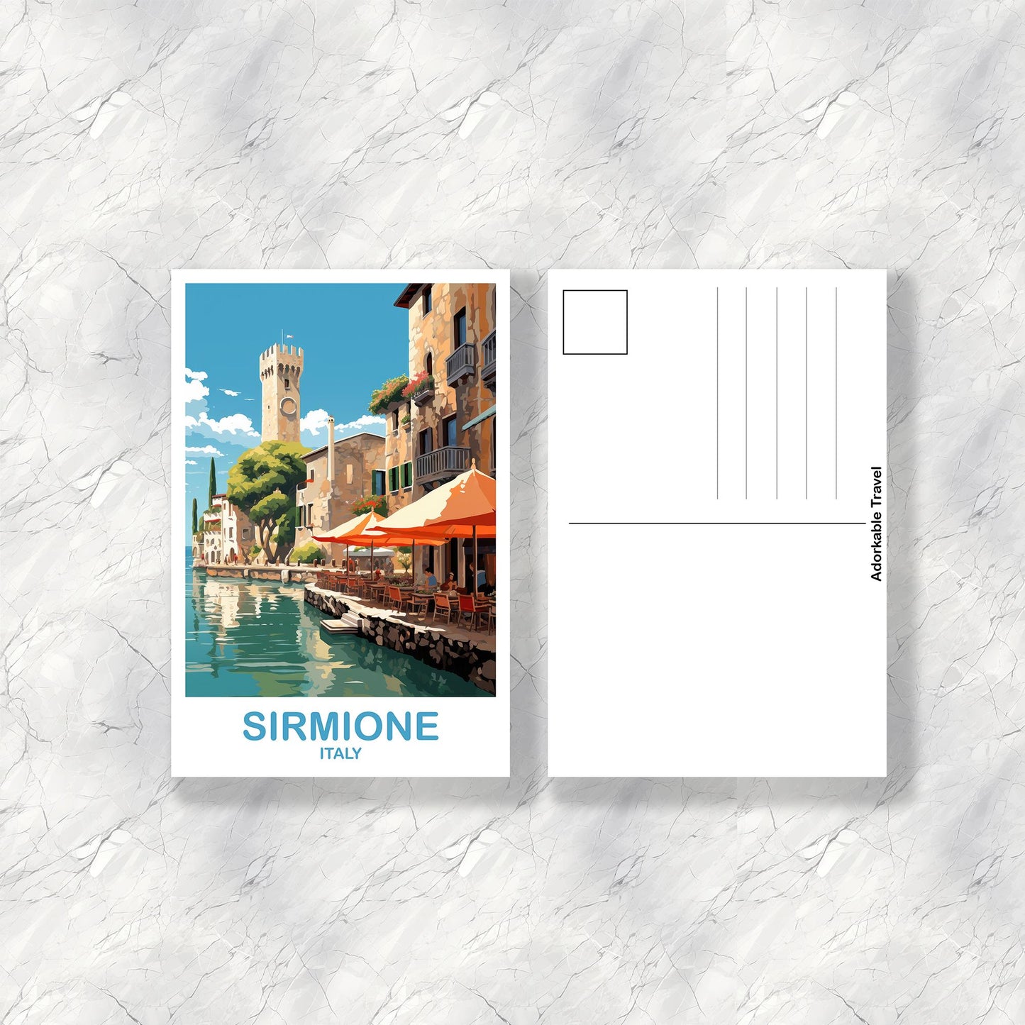 Sirmione Italy Travel Postcard, Sirmione Travel Postcard, Italy Postcard, Sirmione Travel Art, Italy Travel Postcard | T2EU_ITSI1_P