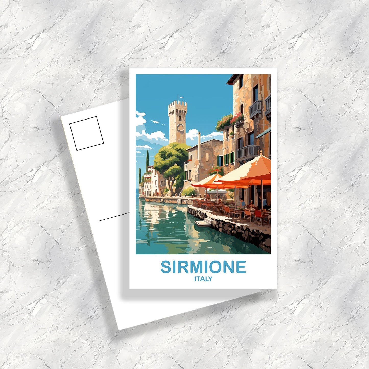 Sirmione Italy Travel Postcard, Sirmione Travel Postcard, Italy Postcard, Sirmione Travel Art, Italy Travel Postcard | T2EU_ITSI1_P