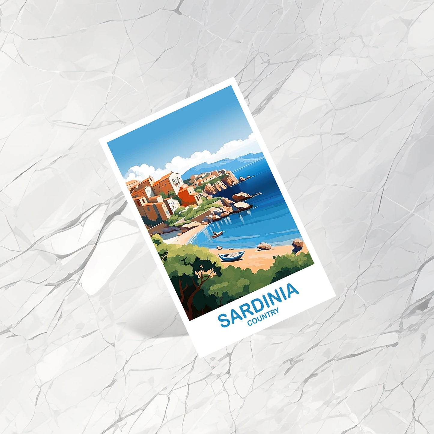 Sardinia Italy Travel Postcard, Sardinia Travel Postcard, Italy Postcard, Sardinia Travel Art, Italy Travel Postcard | T2EU_ITSA1_P