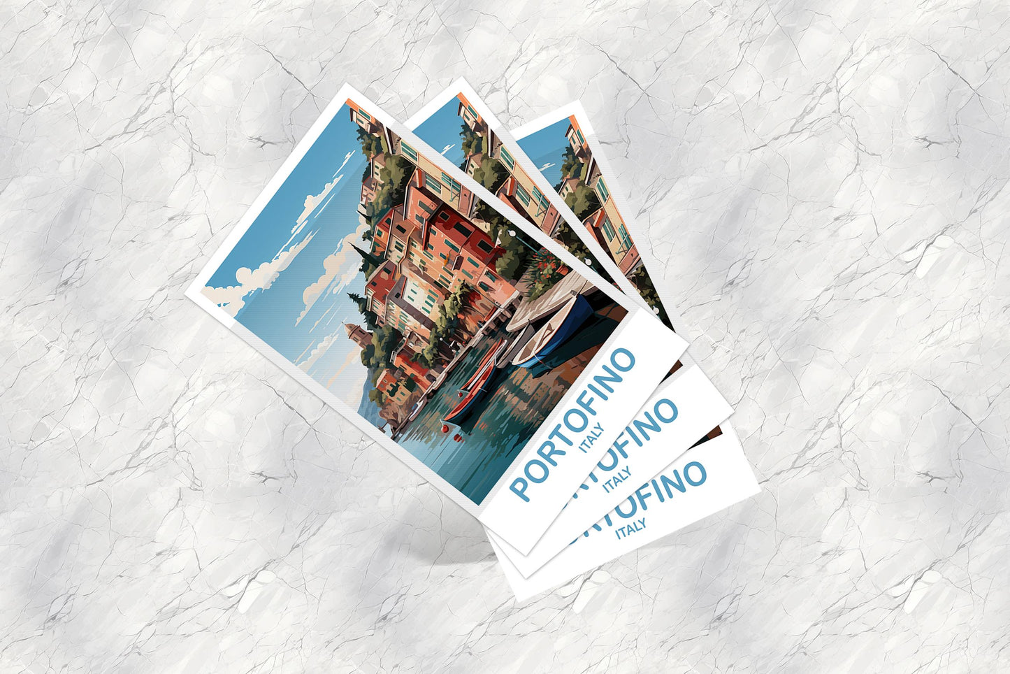Portofino Italy Travel Postcard, Portofino Travel Postcard, Italy Postcard, Portofino Travel Art, Italy Travel Postcard | T2EU_ITPOR1_P
