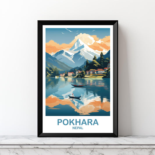 Pokhara Nepa Travel Wall Art, Digital Pokhara Travel Art, Art, City Skyline Wall Art, Printable Nepal Art, Digital Travel Art | DT2AS_NEPO1