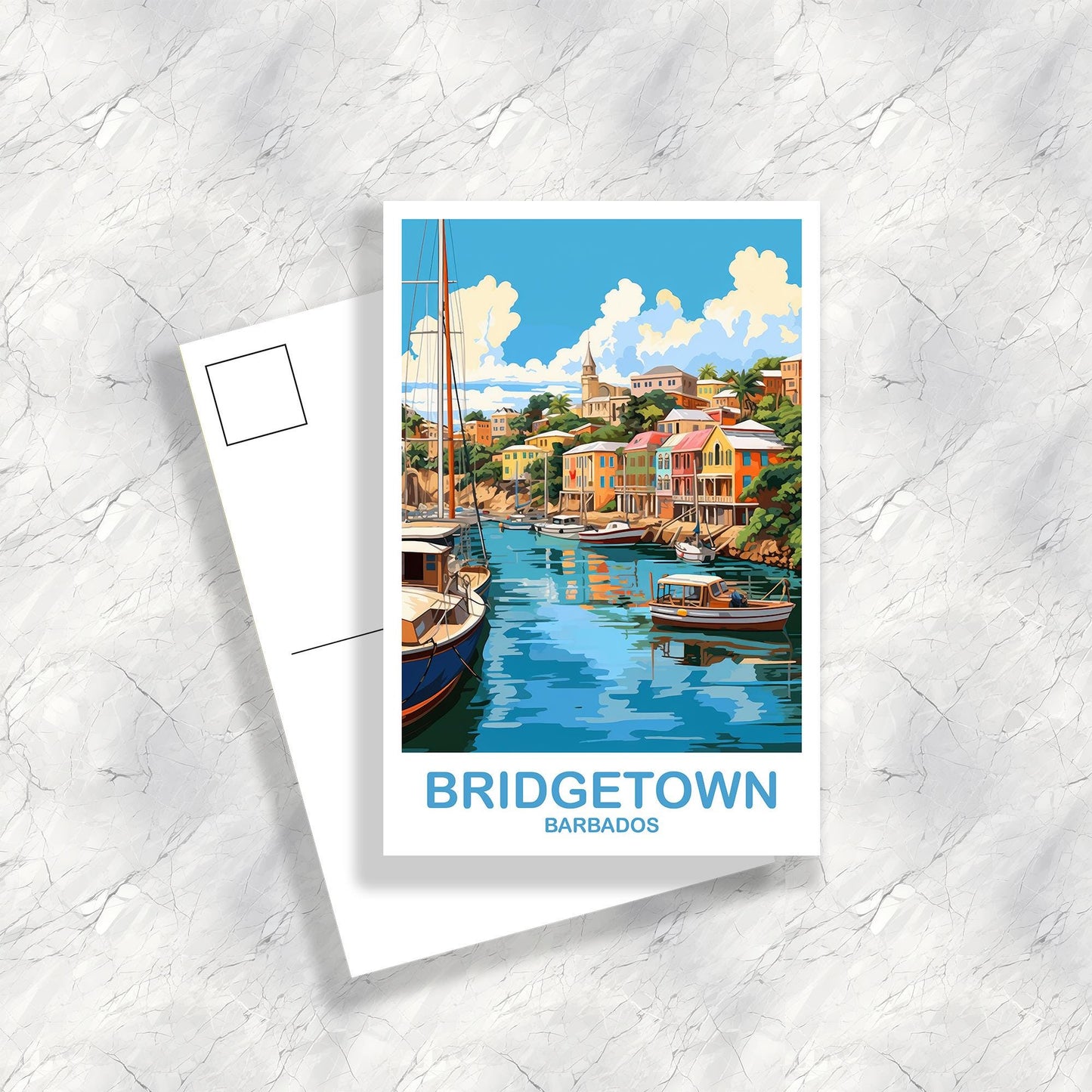 Bridgetown Barbados Travel Postcard, Bridgetown Travel Postcard, Barbados Postcard, Travel Art, Bridgetown Travel Art | T2NA_BABR1_P