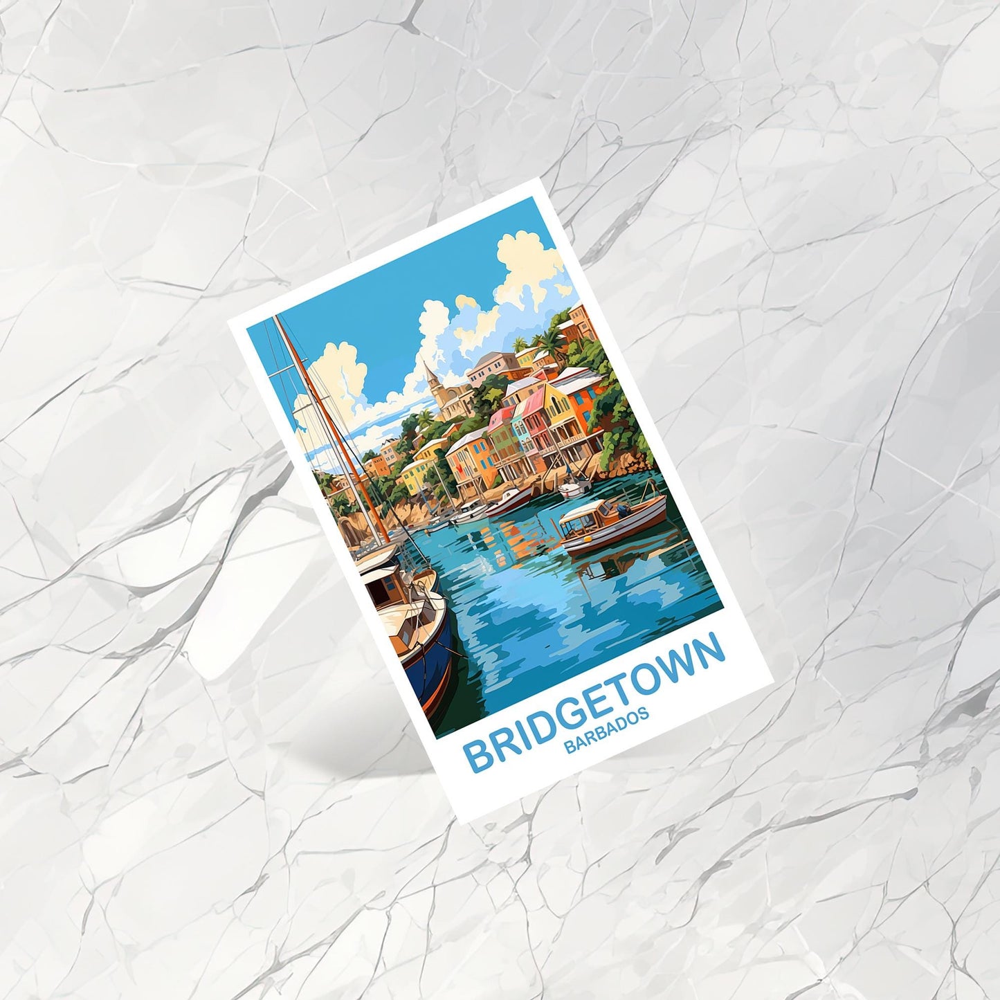 Bridgetown Barbados Travel Postcard, Bridgetown Travel Postcard, Barbados Postcard, Travel Art, Bridgetown Travel Art | T2NA_BABR1_P