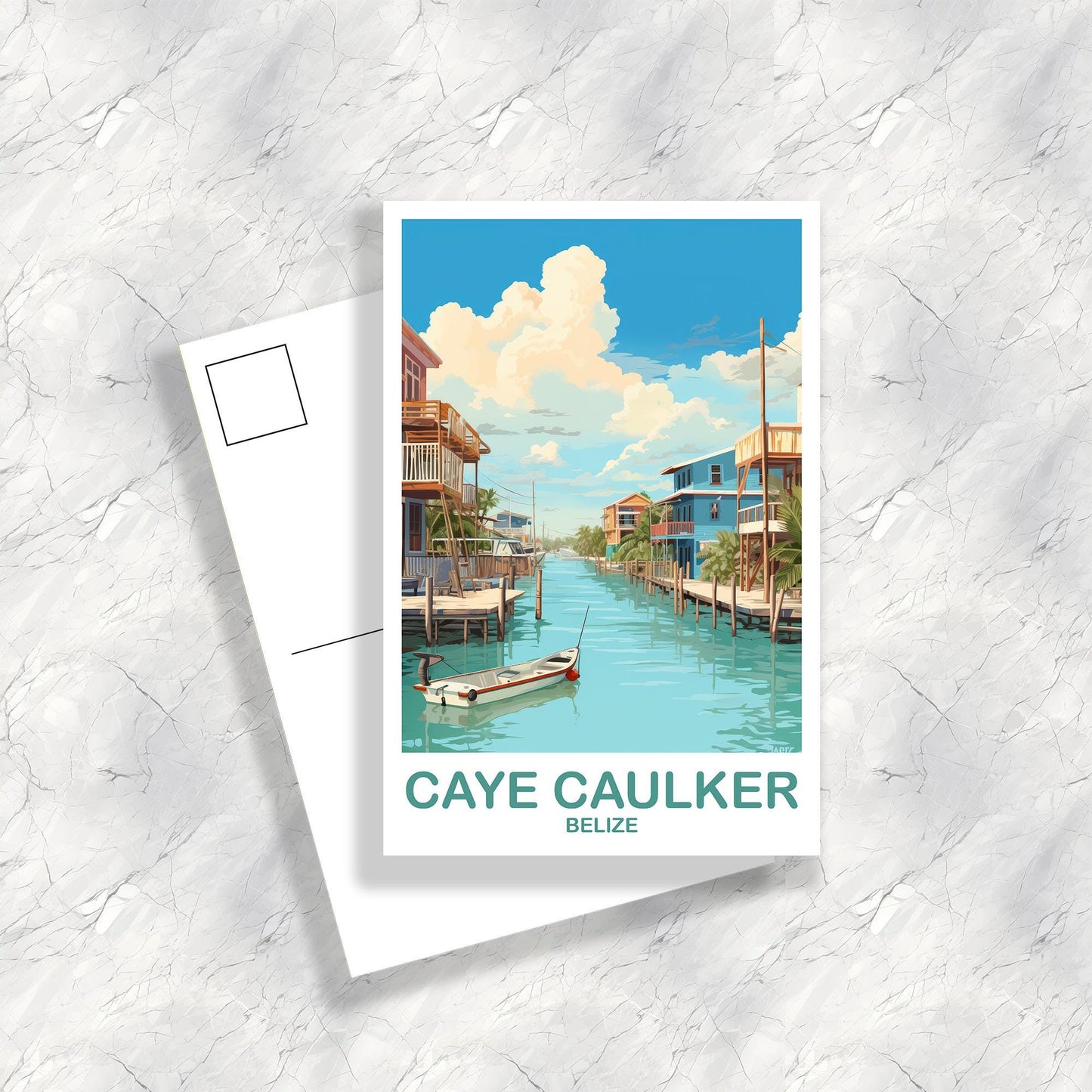 Caye Caulker Belize Travel Postcard, Caye Caulker Travel Postcard, Belize Postcard, Travel Art,  Caye Caulker Travel Art | T2NA_BECC1_P