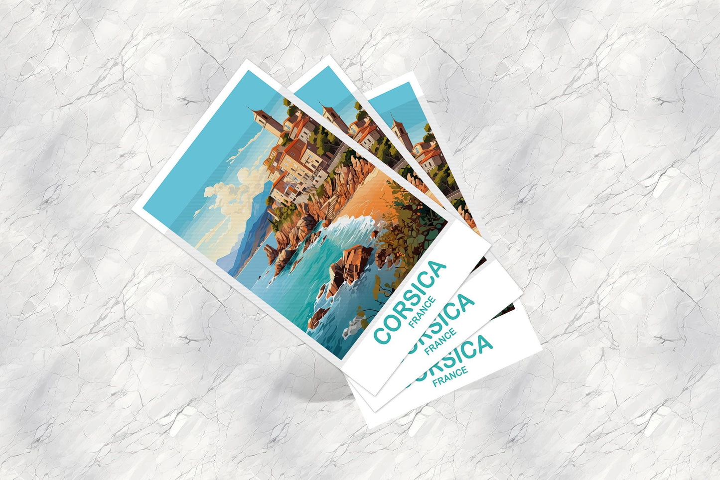 Corsica France Travel Postcard, Corsica Postcard, Corsica France Art Print, France Postcard, City Skyline Sunset | T2EU_FRCO1_P