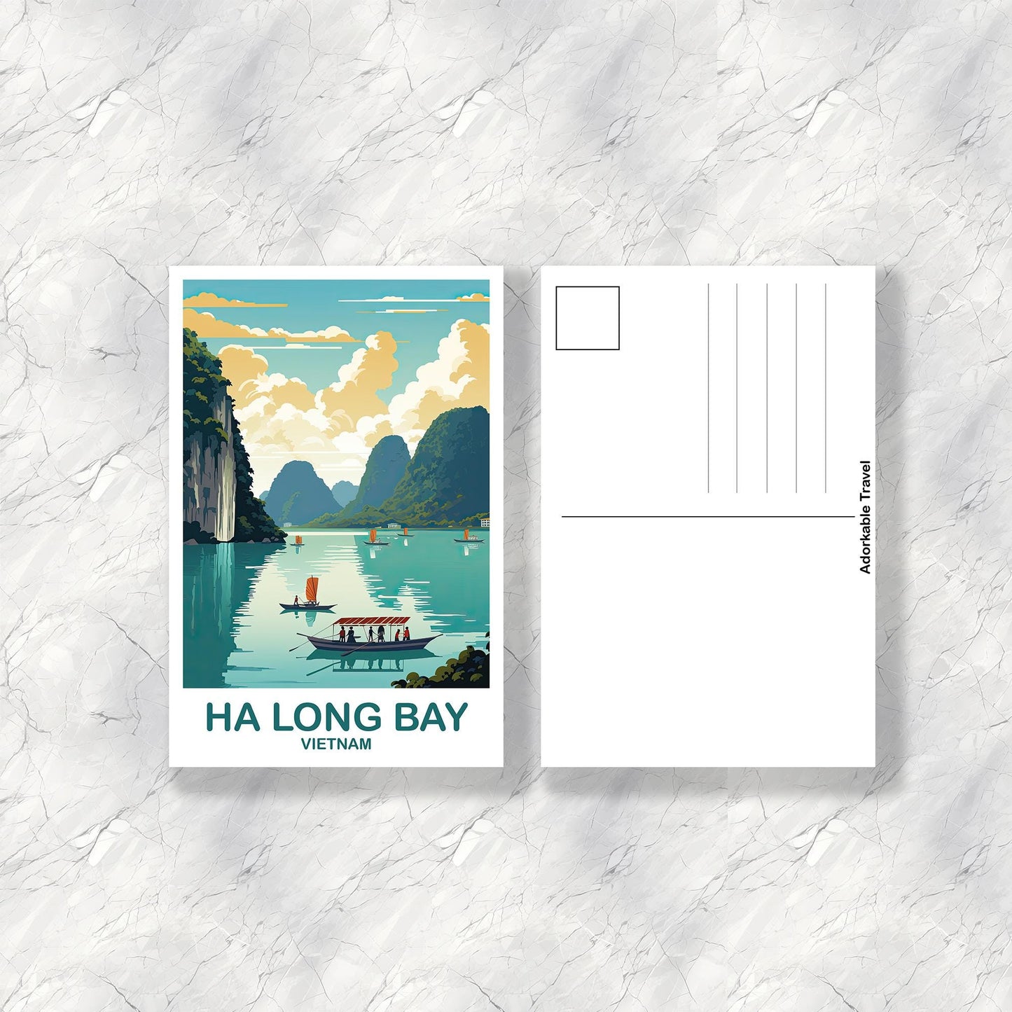 Ha Long Bay Vietnam Postcard Art, Vietnam Travel Postcard, Asia Postcard, Vietnam Postcard, Ha Long Bay Travel Postcard | T2AS_VIHLB1_P