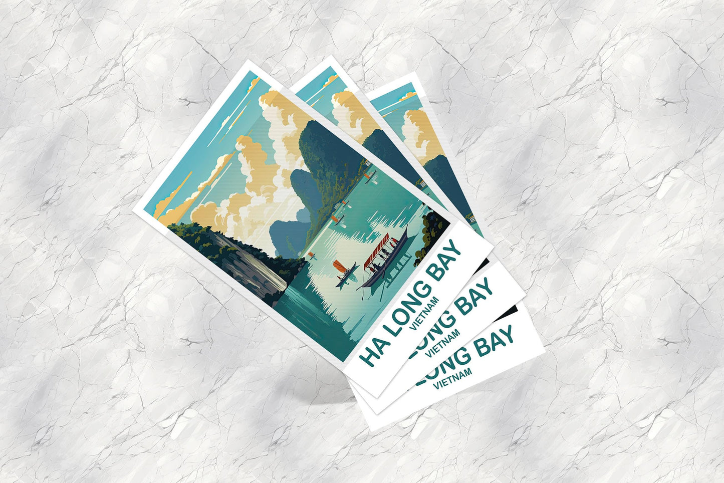 Ha Long Bay Vietnam Postcard Art, Vietnam Travel Postcard, Asia Postcard, Vietnam Postcard, Ha Long Bay Travel Postcard | T2AS_VIHLB1_P