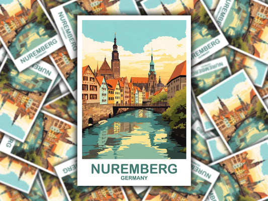 Nuremberg Germany Travel Sticker, Nuremberg Art, Germany Sticker Art, Nuremberg Travel Sticker Art, Travel Sticker | T2EU_GENU1_S