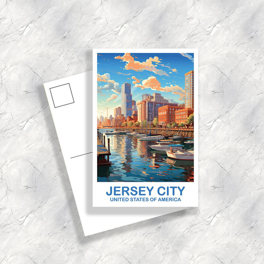 Jersey City Travel Postcard, New Jersey Postcard, Bright and Vibrant Postcard, Travel Postcard | T2NA_NJJC1_P