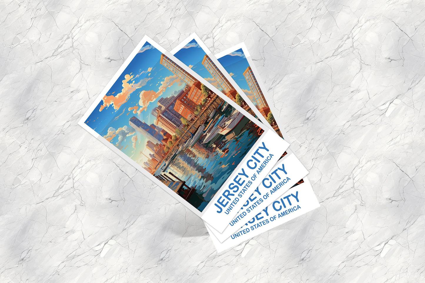 Jersey City Travel Postcard, New Jersey Postcard, Bright and Vibrant Postcard, Travel Postcard | T2NA_NJJC1_P