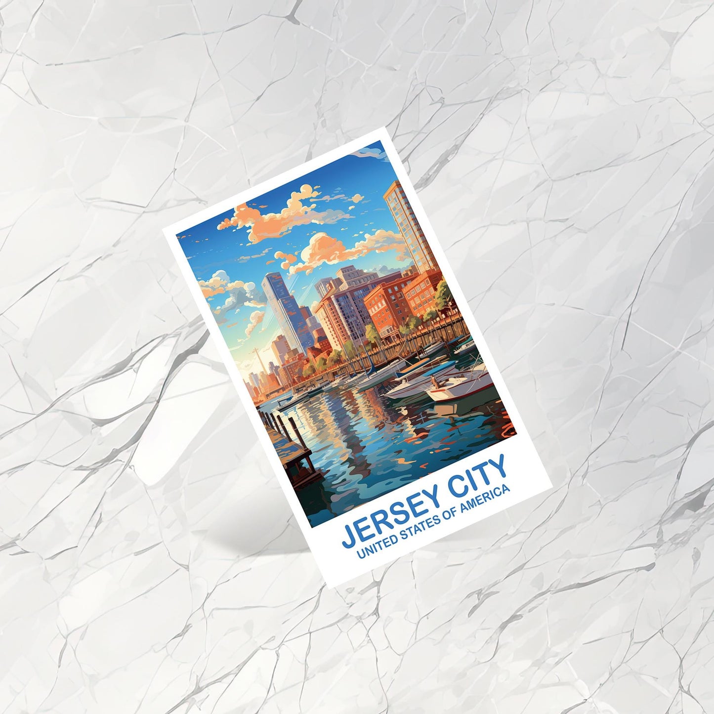 Jersey City Travel Postcard, New Jersey Postcard, Bright and Vibrant Postcard, Travel Postcard | T2NA_NJJC1_P