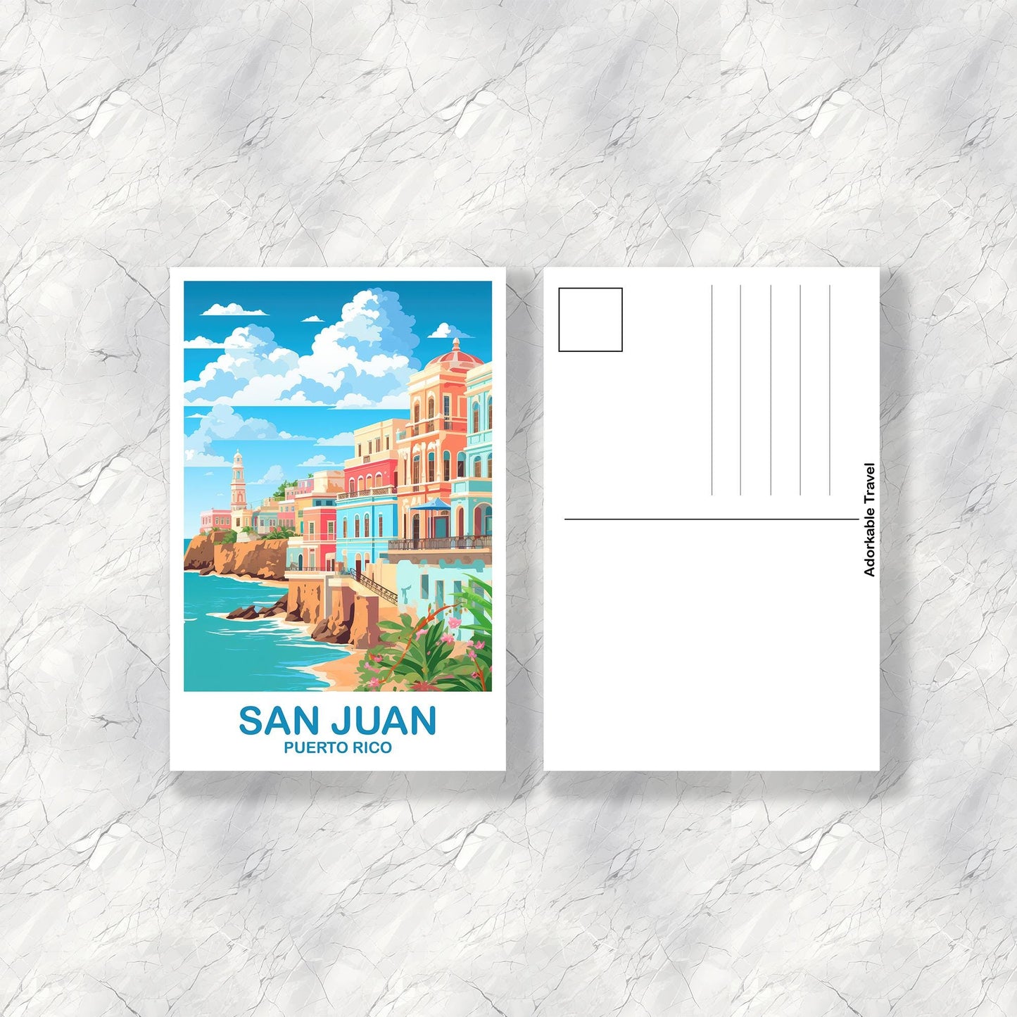 San Juan Puerto Rico Travel Postcard Art, San Juan Travel Postcard, Puerto Rico Art Postcard, Travel Postcard | T2NA_PRSJ1_P