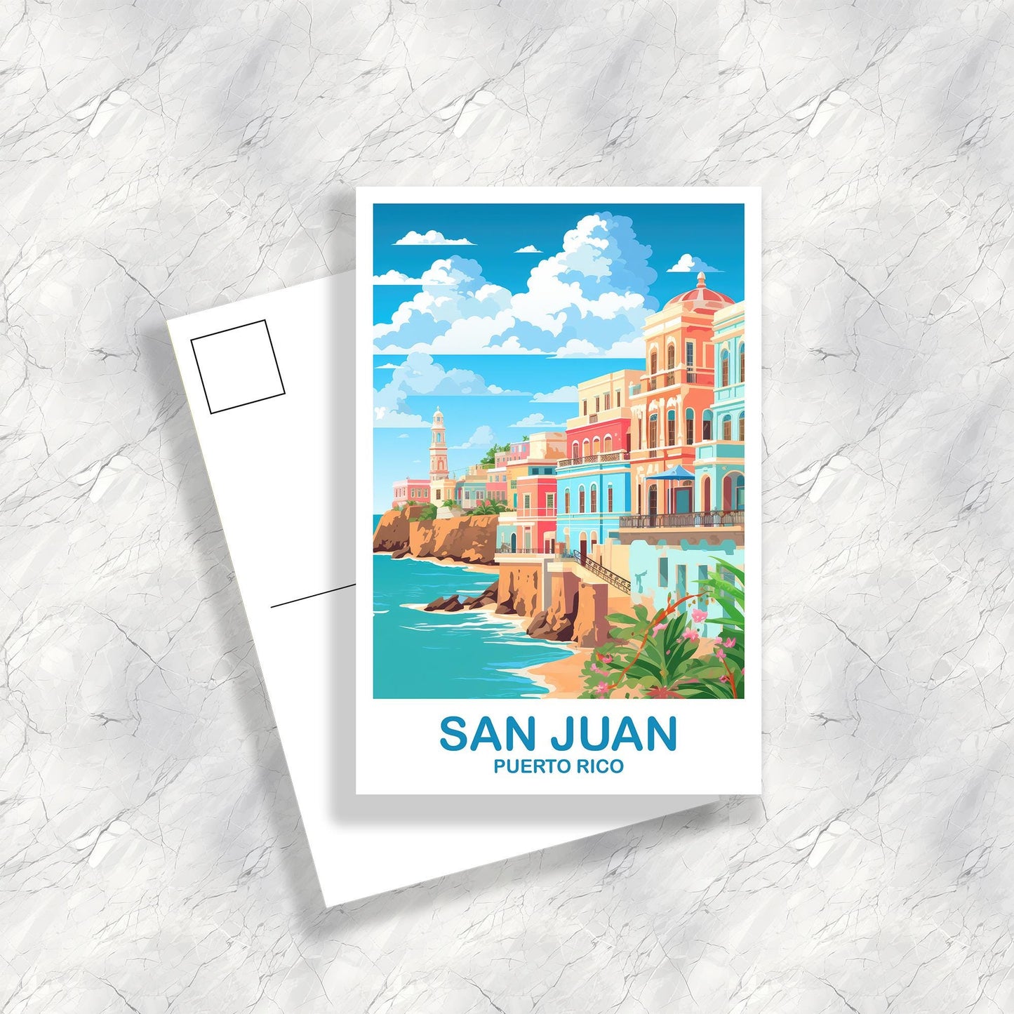 San Juan Puerto Rico Travel Postcard Art, San Juan Travel Postcard, Puerto Rico Art Postcard, Travel Postcard | T2NA_PRSJ1_P