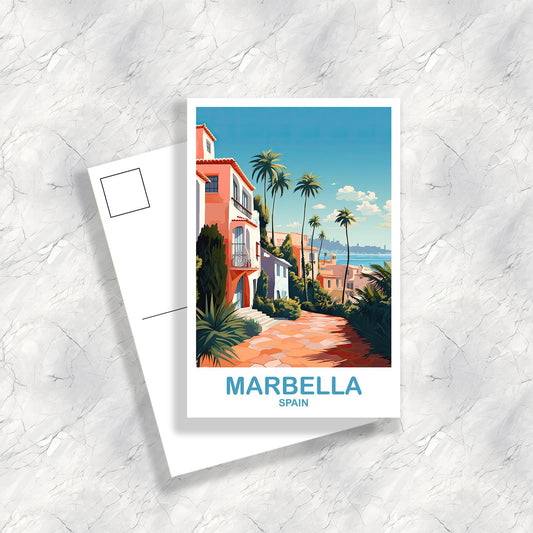 Marbella Spain Travel Postcard Art, Spain Travel Postcard, Marbella Postcard, Marbella Travel Postcard, Travel Postcard | T2EU_SPMAR1_P