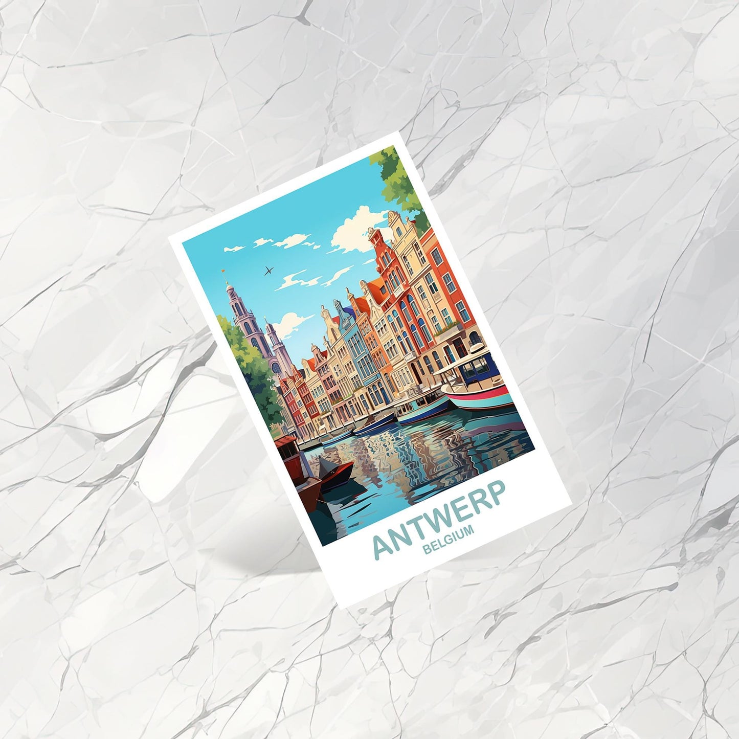 Antwerp Belgium Travel Art postcard, Belgium Travel, Belgium Postcard, Antwerp Travel Art, Europe Travel Postcard, Bruges Art | T2EU_BEAN1_P
