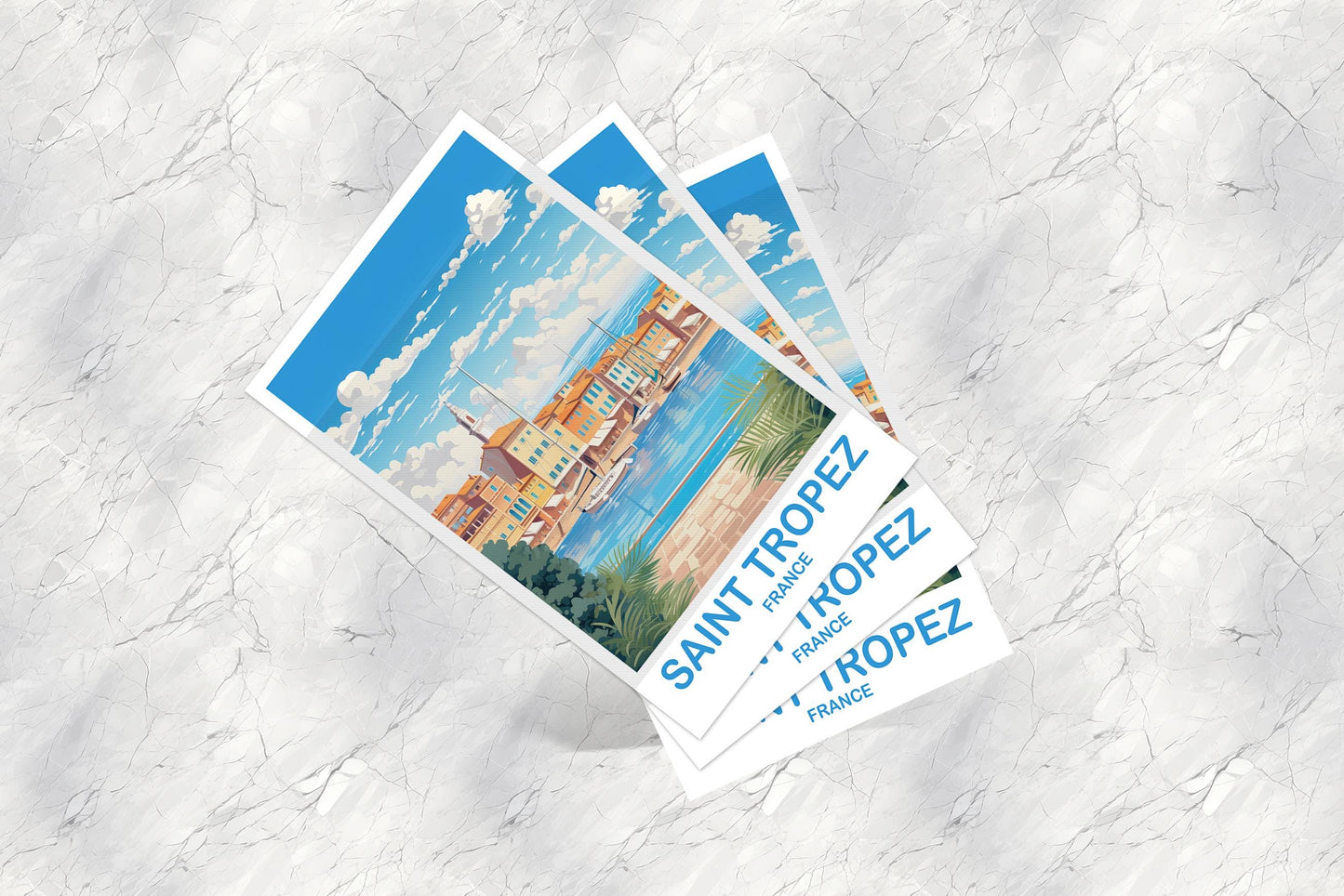 Saint Tropez France Postcard, France Postcard,  France Postcard Art, Saint Tropez Travel Postcard, Europe Travel Postcard | T2EU_FRST1_P