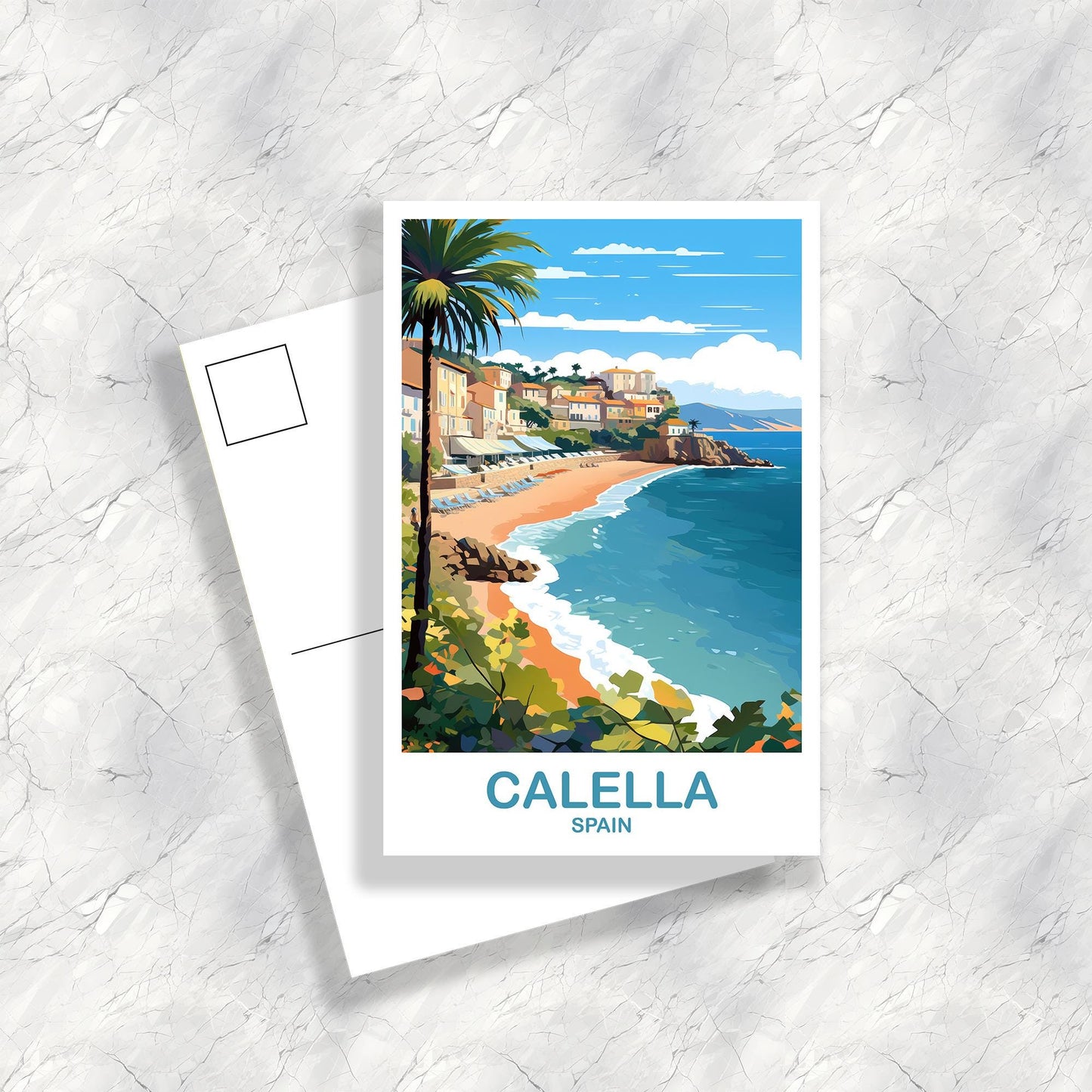 Calella Spain Travel Postcard Art, Spain Travel Postcard, Calella Wall Art Postcard, Spain Travel Art Postcard | T2EU_SPCA1_P