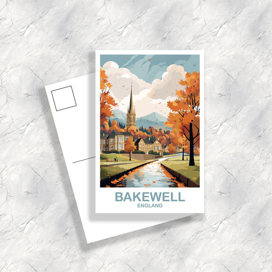 Bakewell England Travel Postcard Art, England Postcard, Bakewell Travel Postcard, England Travel, United Kingdom Postcard | T2EU_ENBAK1_P