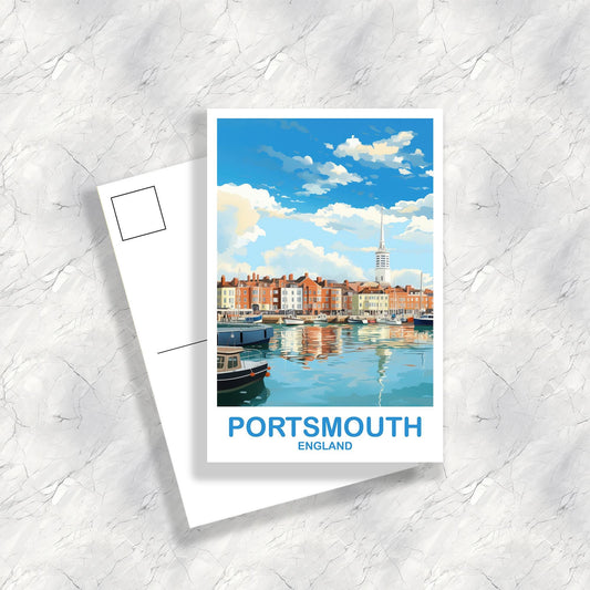 Portsmouth England Travel Postcard Art, England Postcard, Portsmouth Travel Postcard, England Travel, United Kingdom Postcard | T2EU_ENPO1_P