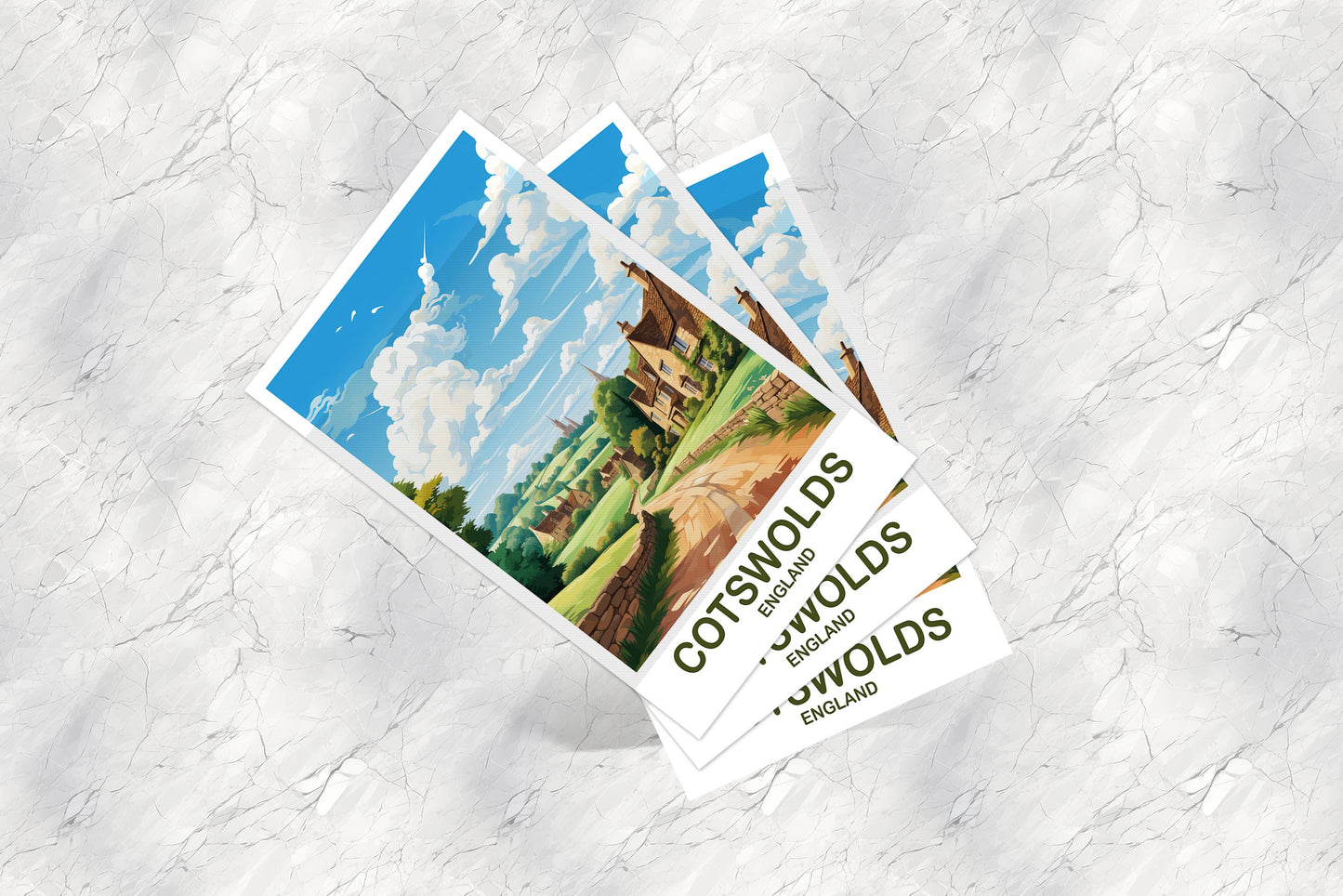 Cotswolds England Travel Postcard Art, England Postcard, Cotswolds Travel Postcard, England Travel, United Kingdom Postcard | T2EU_ENCO1_P